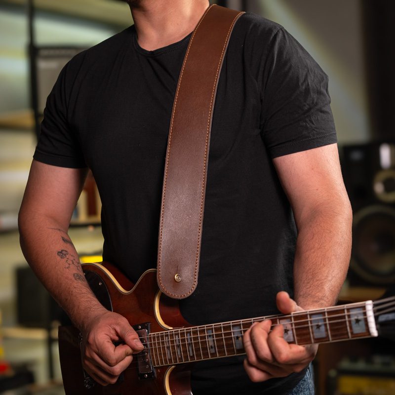 ACS107-pacoguitar-1 استرپ گیتار تمام چرم Leather Guitar Strap - Image 1