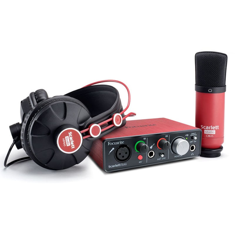 کارت صدا و پکیج استودیو فوکوسرایت Focusrite Scarlett Solo Studio Pack